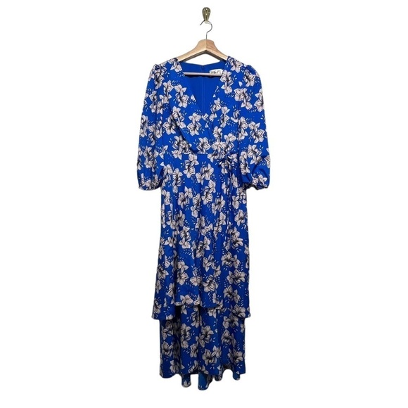 ELIZA J Faux Wrap Maxi Dress Blue 2 - Picture 4 of 11